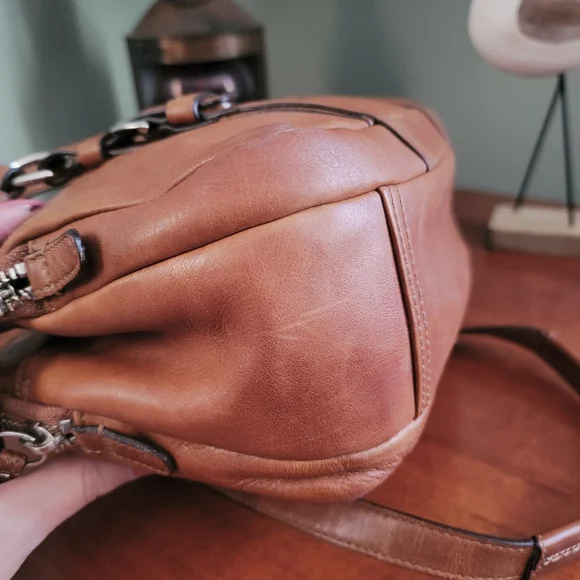 Coach Bonnie 12695 Satchel British Tan Leather Shoulder Bag Y2K - Picture 11 of 16
